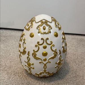 Z Gallerie White and Gold Ornamental Egg